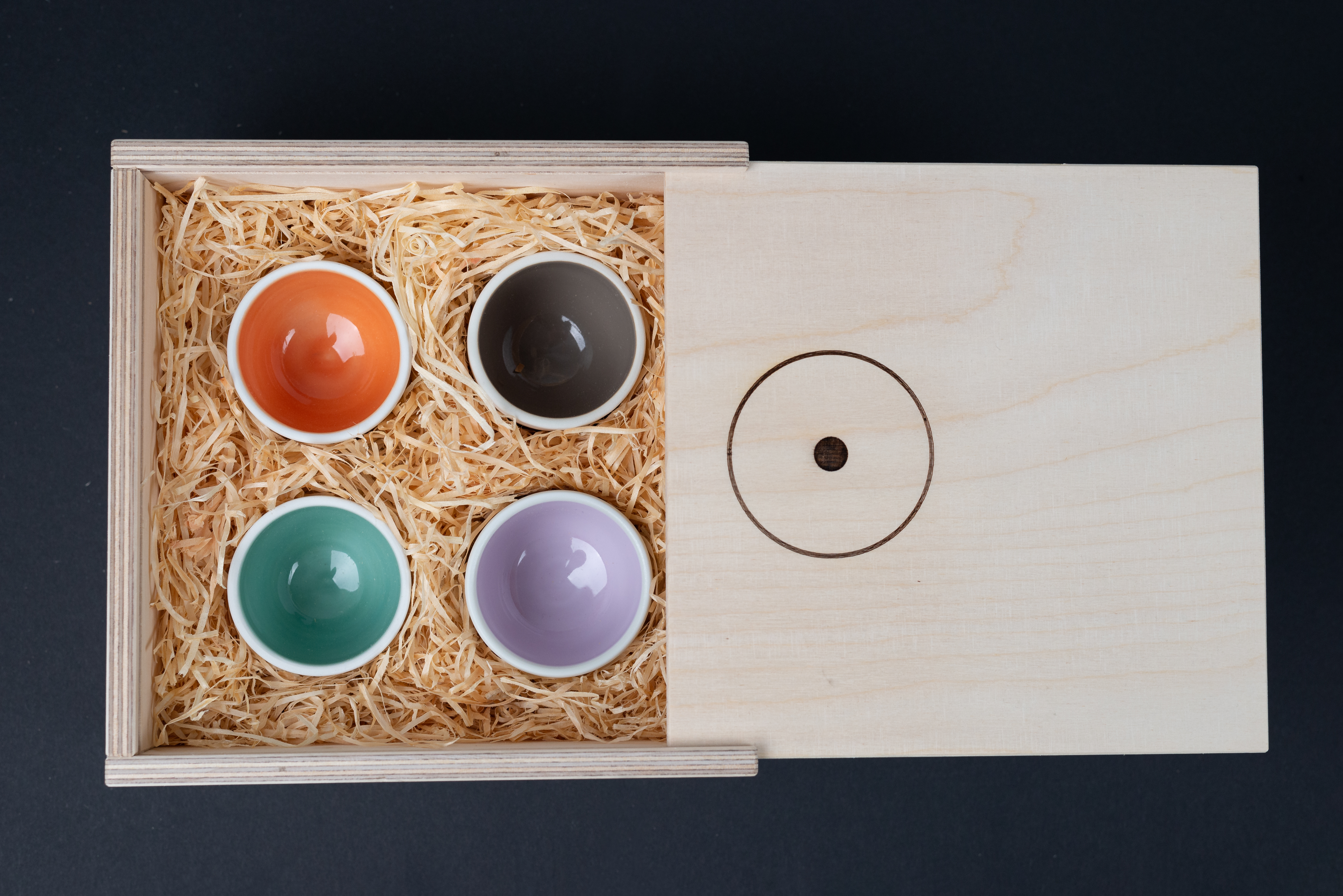 Porzellan Tassen Espresso Edizione 1 Bianca 4er Set in Holzbox