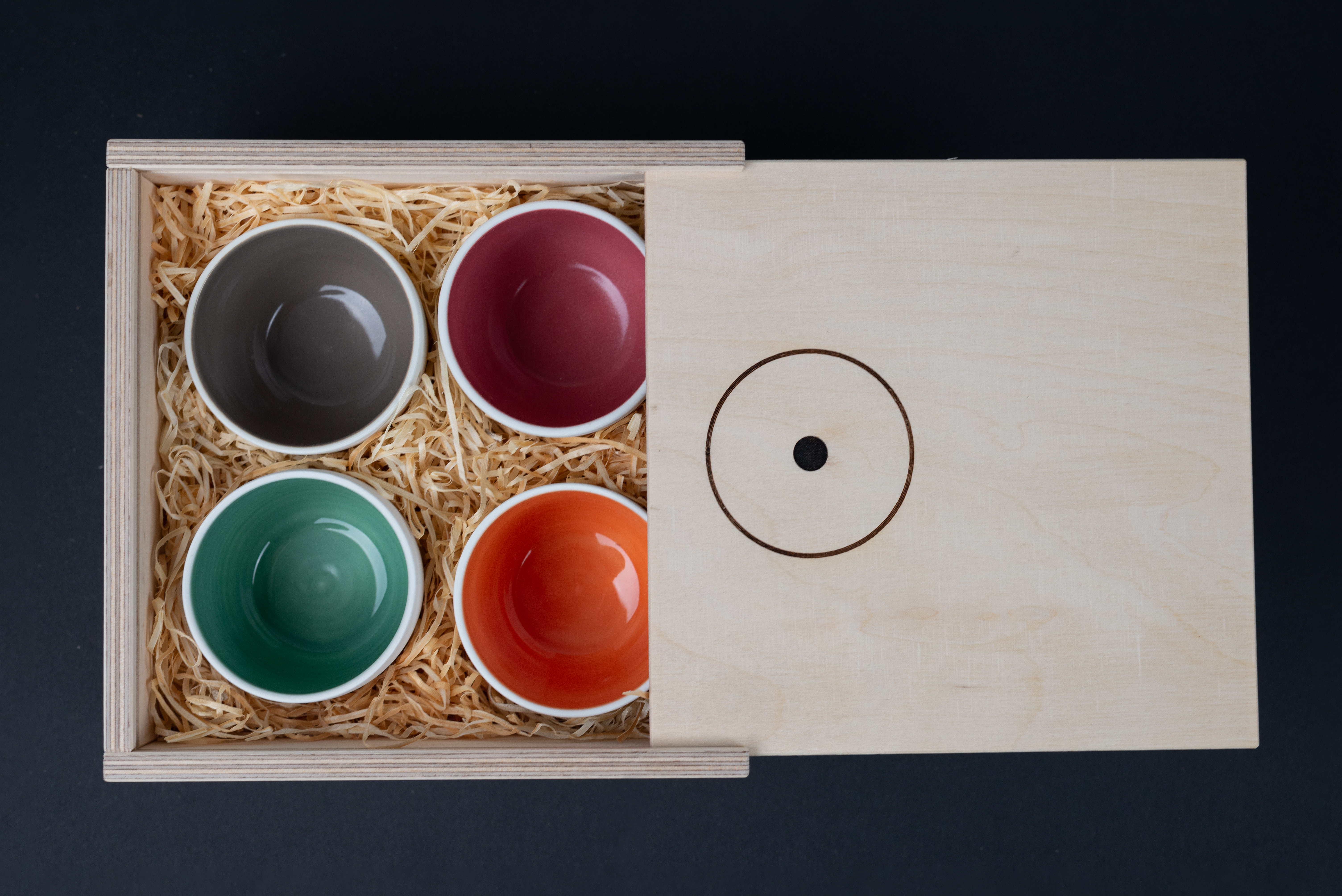 Porzellan Tassen Doppio Edizione 1 Bianca 4er Set in Holzbox