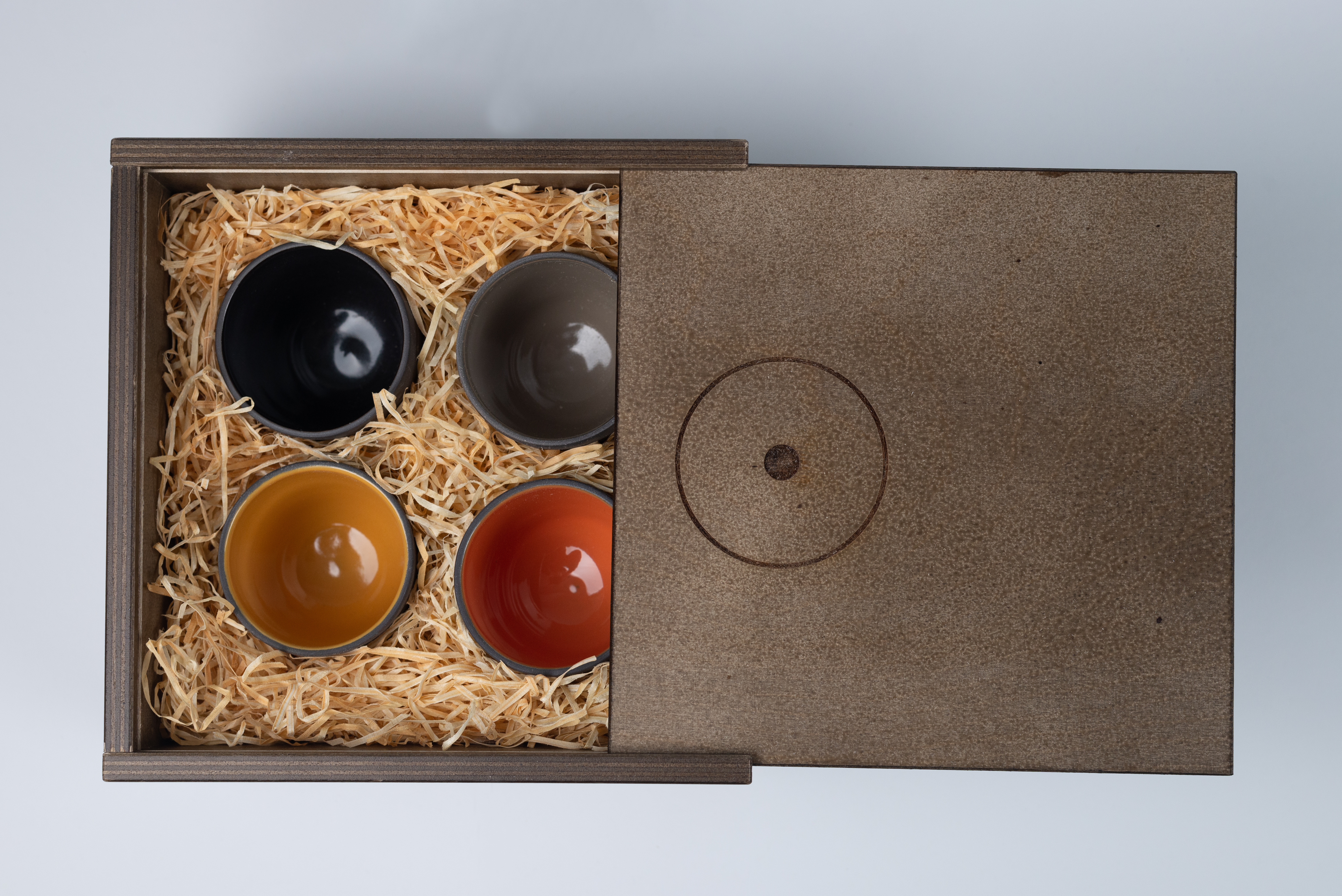 Porzellan Tassen Doppio Edizione 1 Nera 4er Set in Holzbox