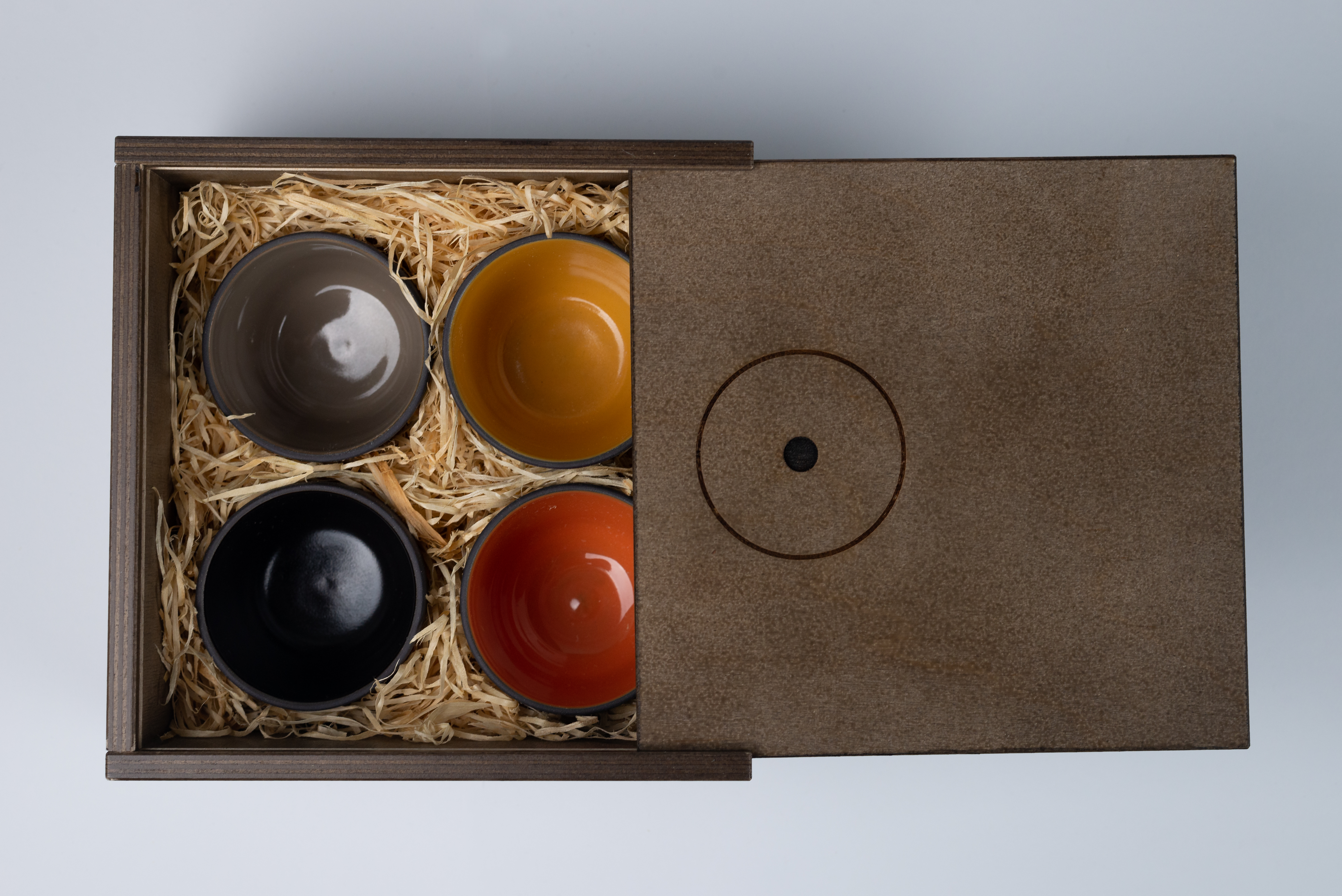 Porzellan Tassen Cappuccino Edizione 1 Nera 4er Set in Holzbox