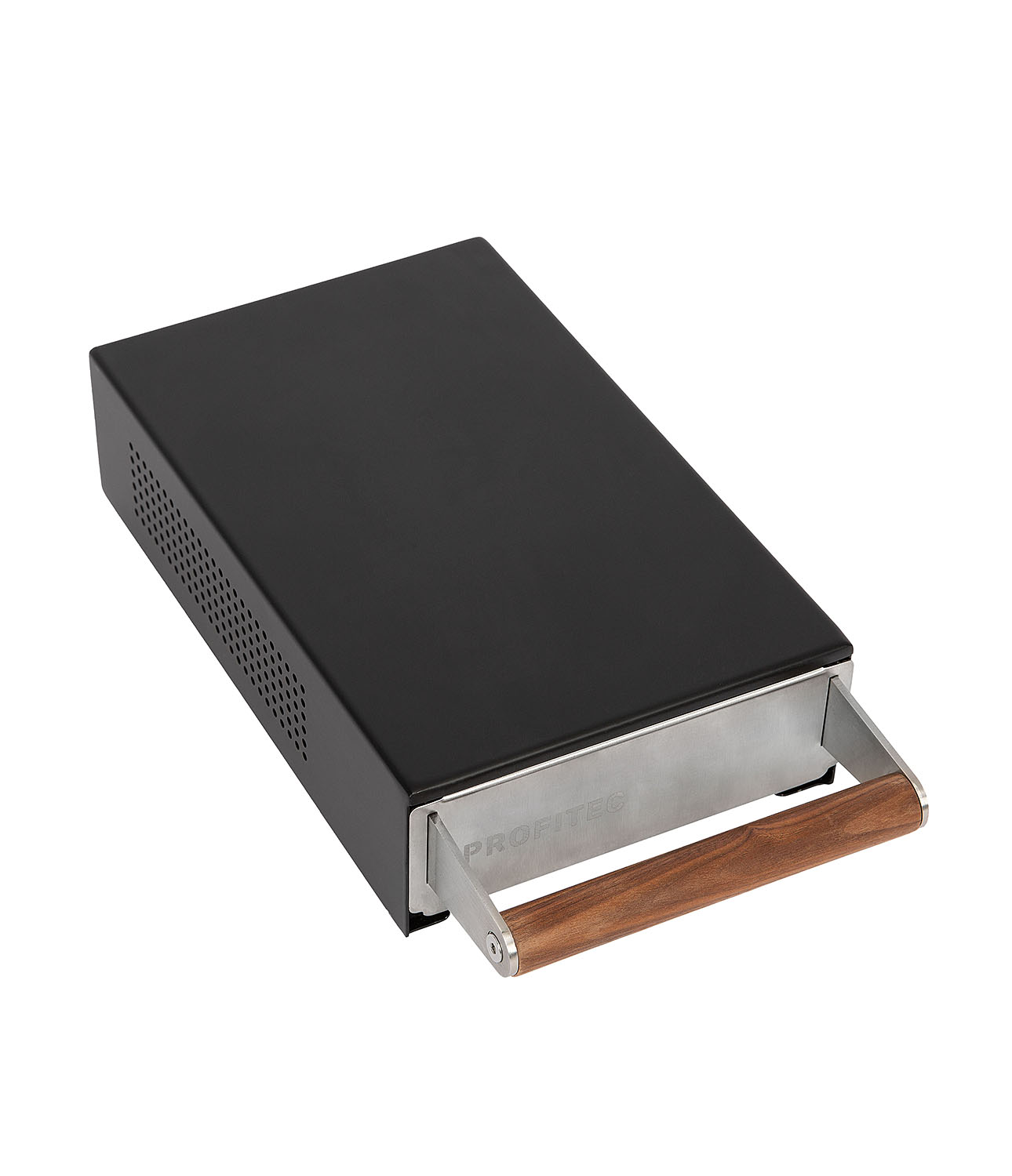 Profitec Schublade schwarz matt mit Holzgriff