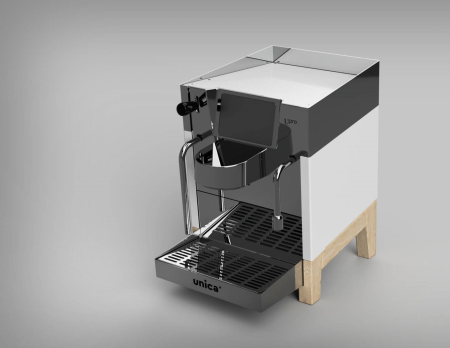 unica pro weiss - Standard / Weiss / Eiche mit schwarzem Dampf- und Siebträger-Griffen - A2001